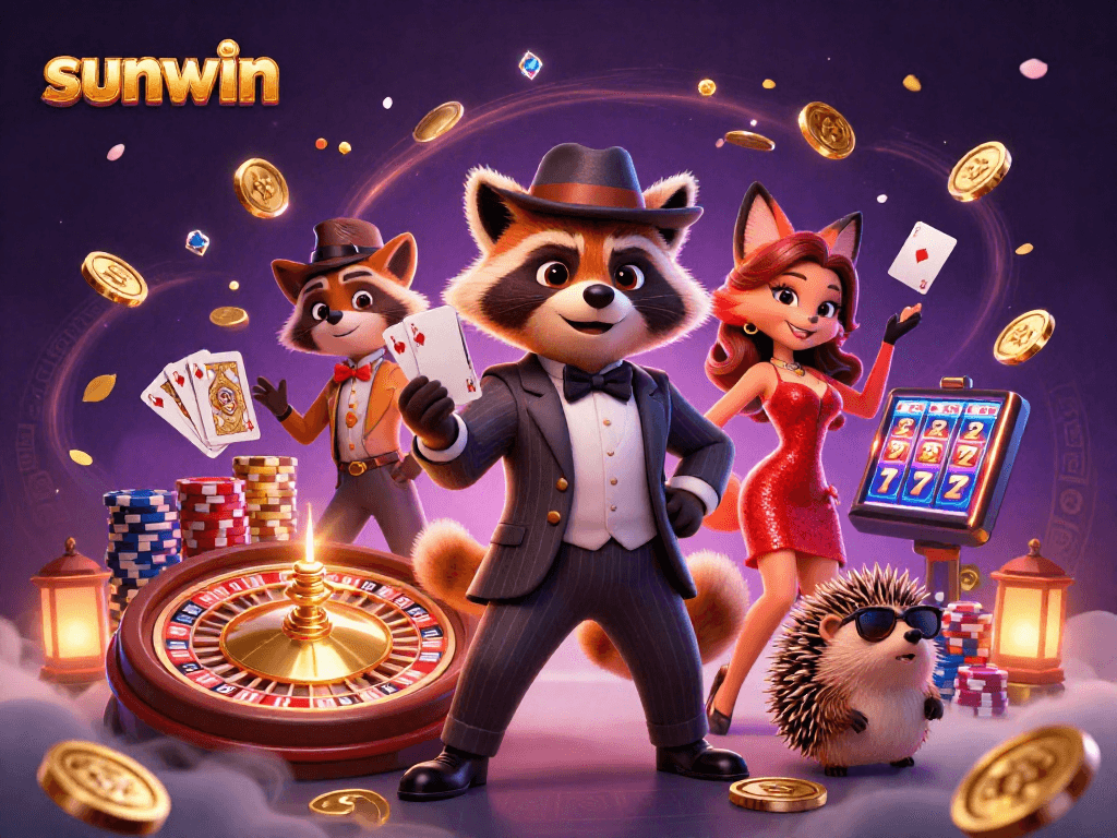 Experience exhilarating gameplay with sunwin featuring characters in a vibrant casino scene.
