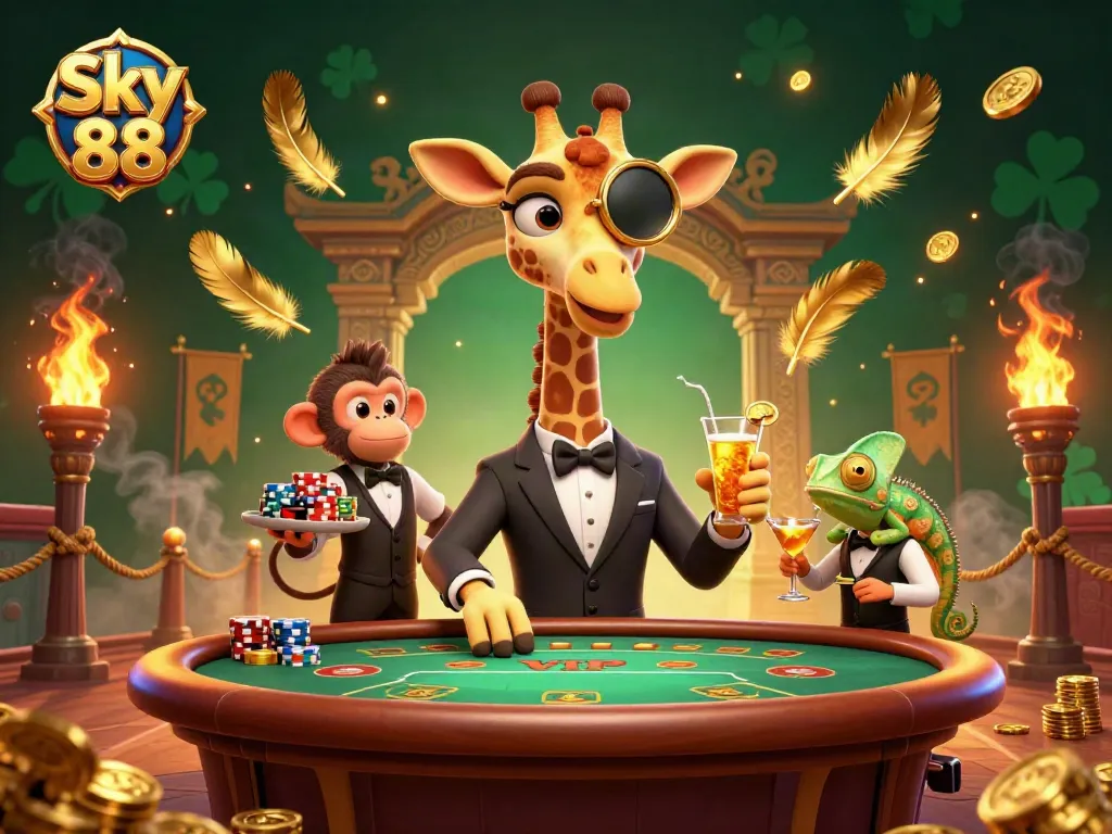 Experience thrilling wins at Sky 88 with unique characters and vibrant casino action.