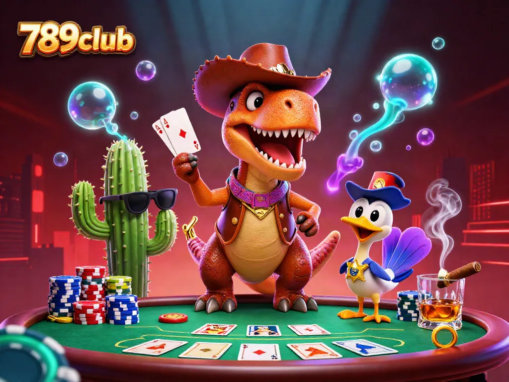 Engage with 789club in a vibrant poker scene featuring casino characters and dynamic gameplay.