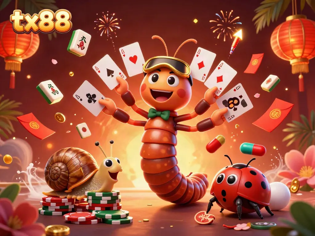 Join the fun with tx88, showcasing vibrant characters and captivating casino elements for an exciting gaming experience!