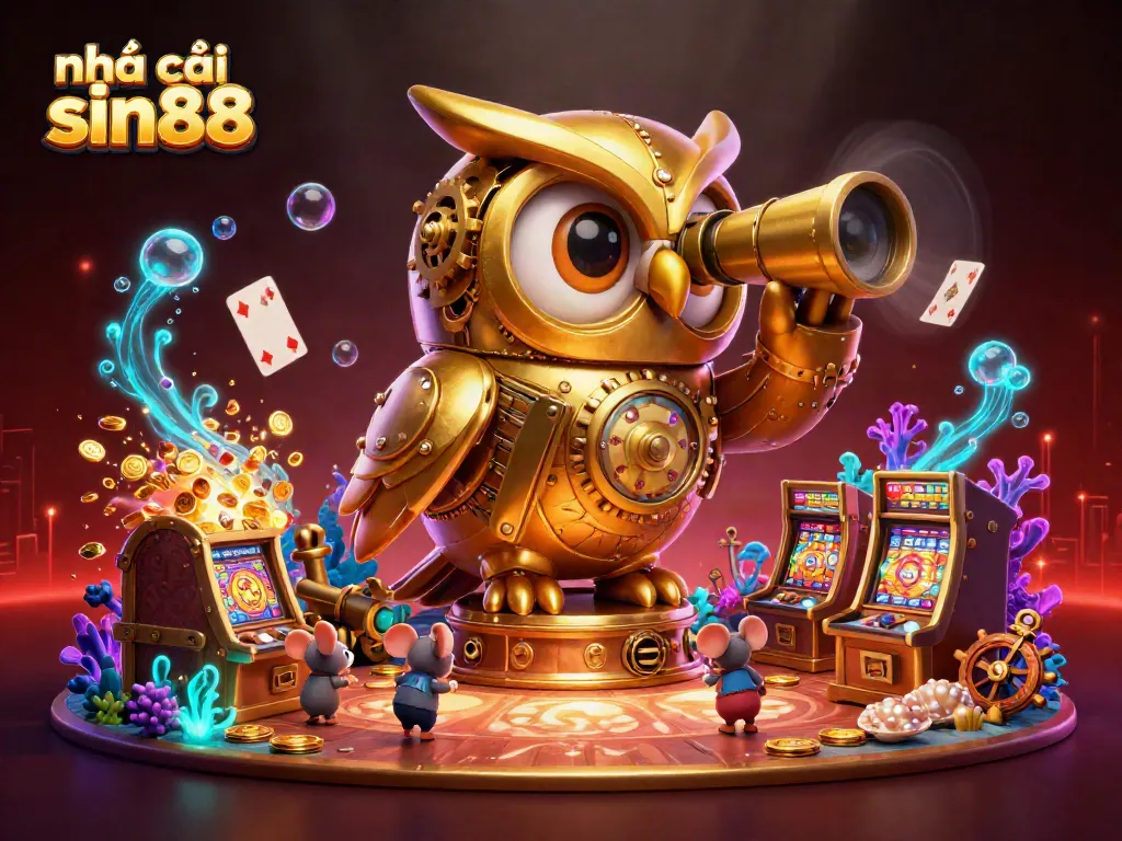 Experience thrilling gameplay at nhà cái sin88 with a dynamic casino scene featuring gold coins and iconic gaming symbols.