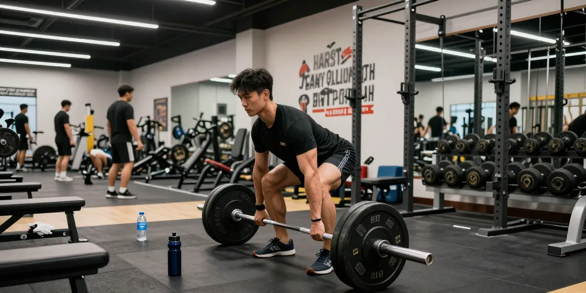 Athlet hebt Gewichte im Fitnessstudio mit Utinon Steroiden für Muskelaufbau
