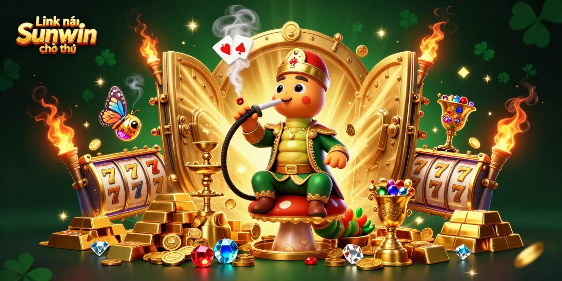 Engage with the exciting Link vào Sunwin chính thức casino experience featuring animated slot reels and vibrant gold elements.