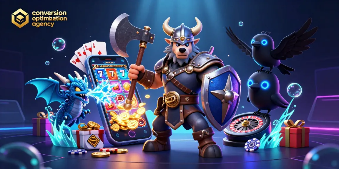 Join the conversion optimization agency in a vibrant casino world filled with dynamic slot games and lucky elements.