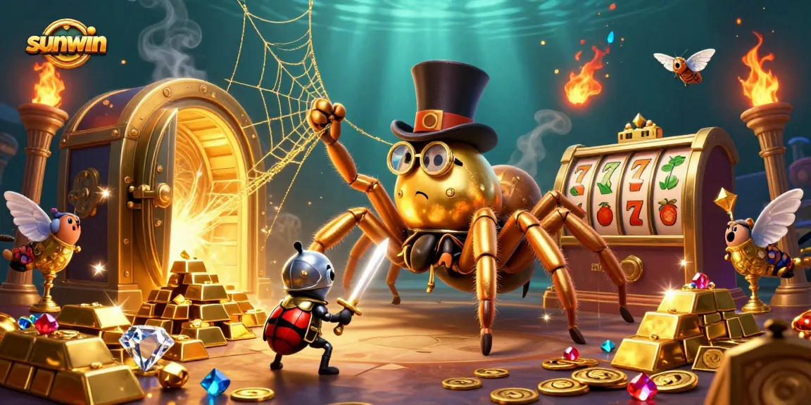 Experience thrilling adventures with sunwin's slots featuring a golden tarantula and brave beetle knight.
