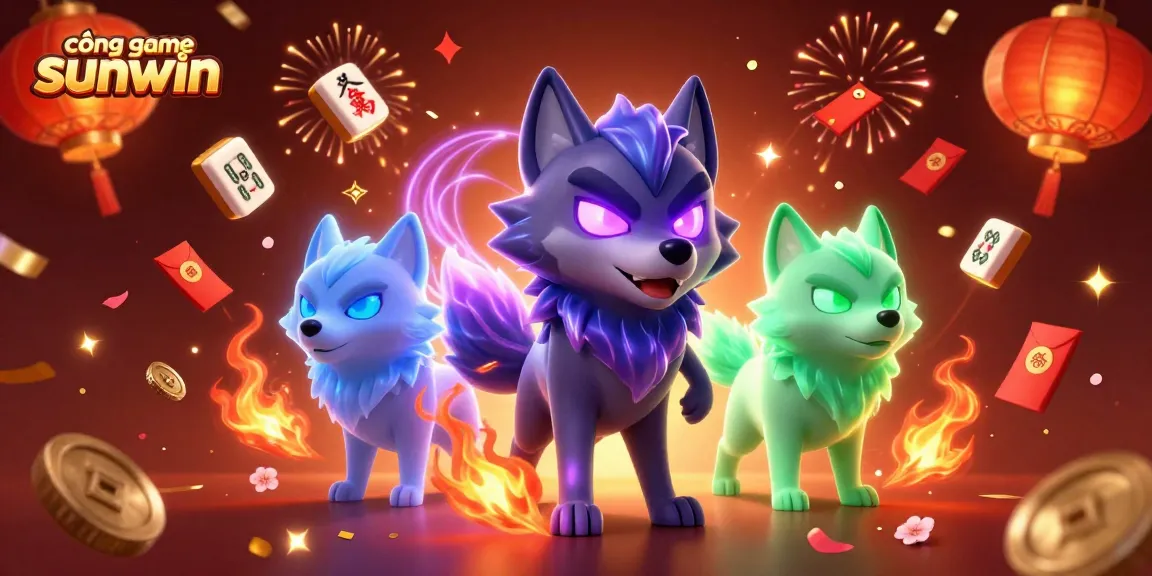 Experience thrilling wins at cổng game sunwin with 3D animated wolves in a vibrant casino setting.